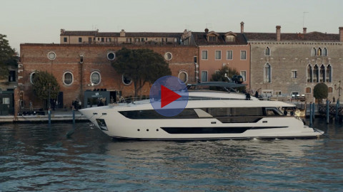 Luxury Flybridge Yacht - Ferretti Yachts 1000 Premiere in Venice.